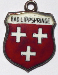 BAD LIPPSPRINGE, Germany - Vintage Silver Enamel Travel Shield Charm